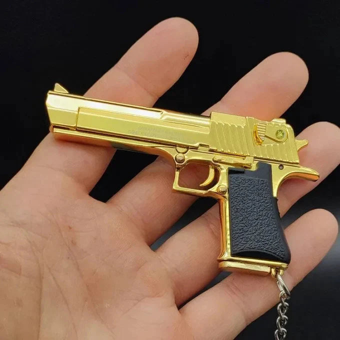 Gold Desert eagle metal keychain